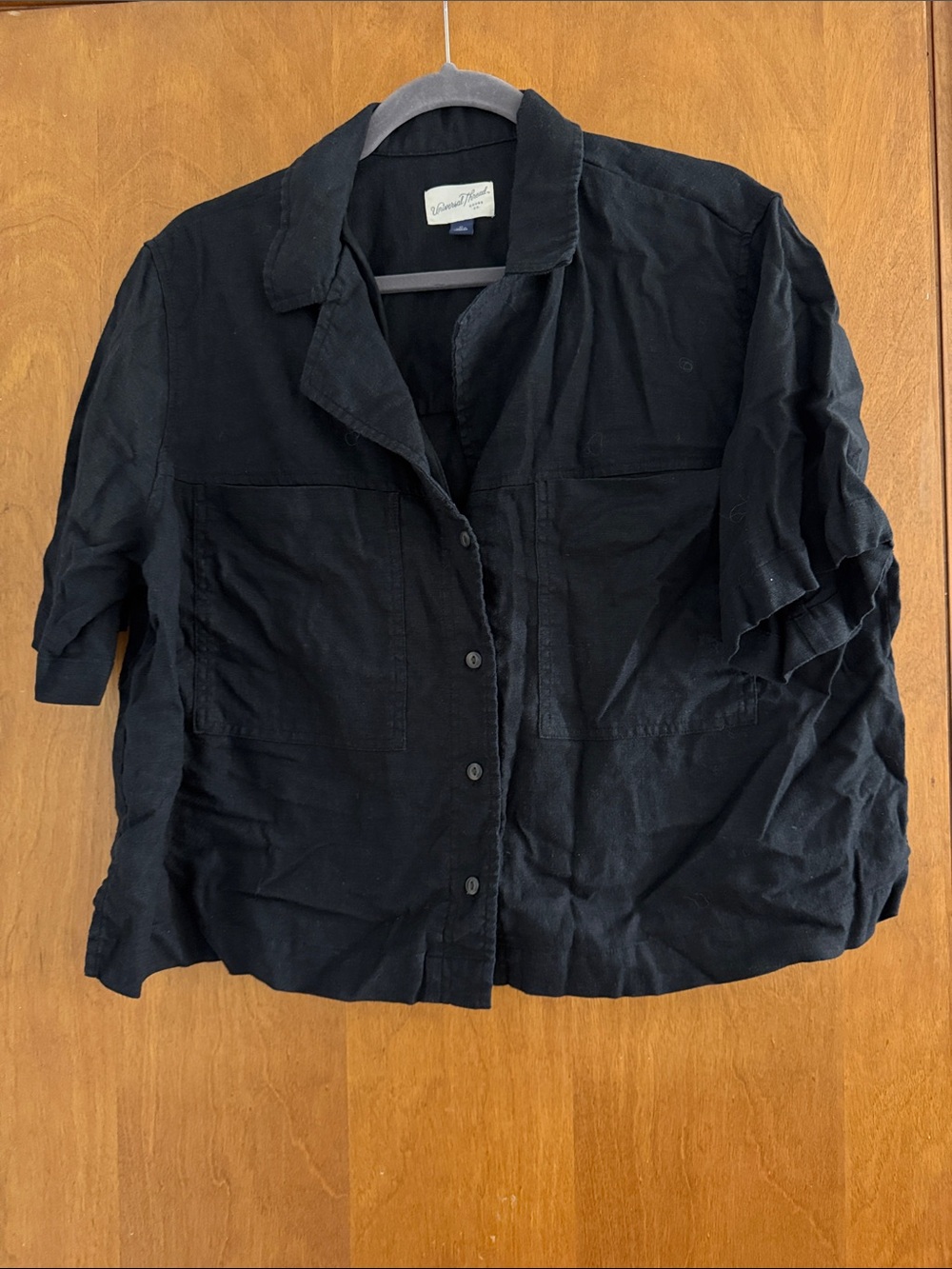 Vintage Cotton Button-Up Shirt Jacket - Black